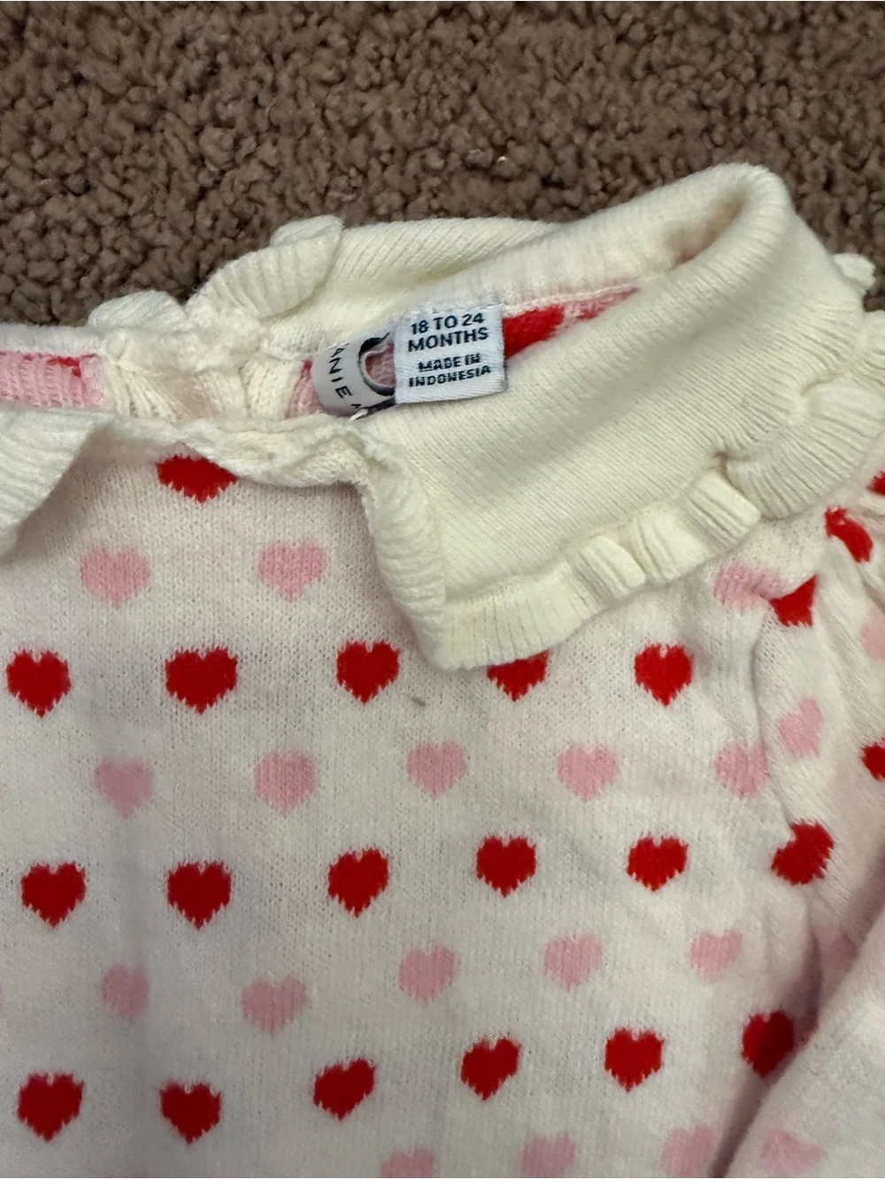 Janie and Jack White Sweater Set with Red and Pink Hearts
